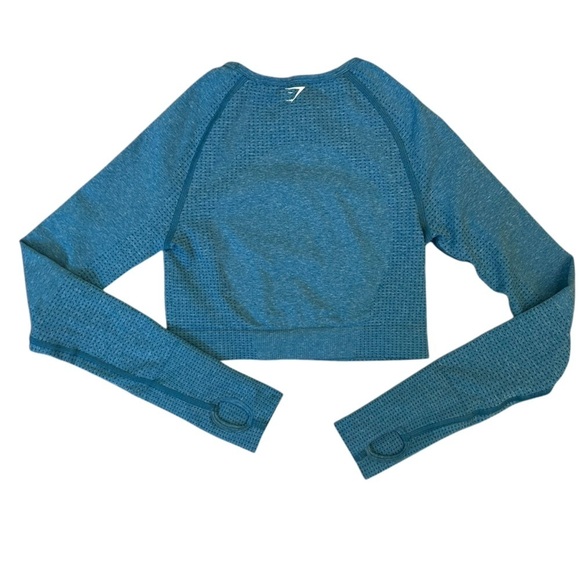 Gymshark Blue Long Sleeve Crop Athletic Top Small - Picture 7 of 10